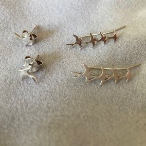 sterling silver bird earrings (ONE single bird & ONE ear climber in each set)